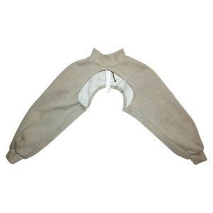 ZARA Beige Tan Arm Cuff Warmers Mock Neck Ribbed Sweatshirt Sz S Great Condition